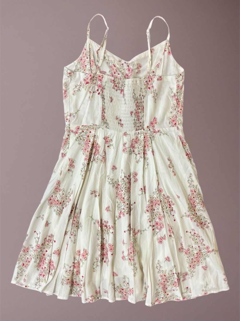 🌸 Old Navy White Cami Dress w/ Floral Print~Women’s Sz Sm~Spaghetti Straps~Lined - Picture 4 of 15